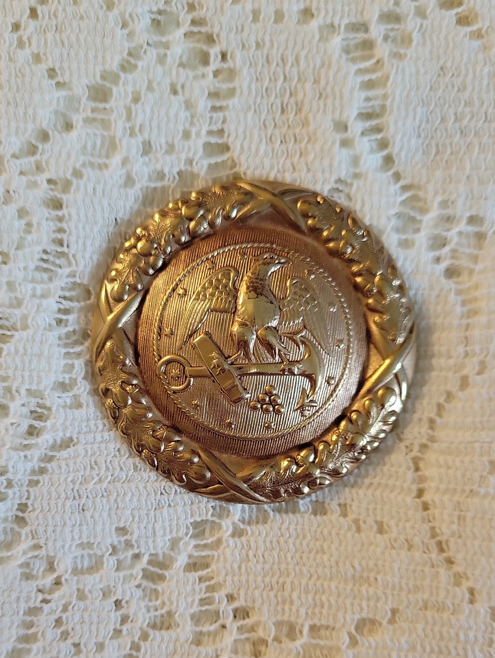 Gold Decorative Eagle Medallion Brooch